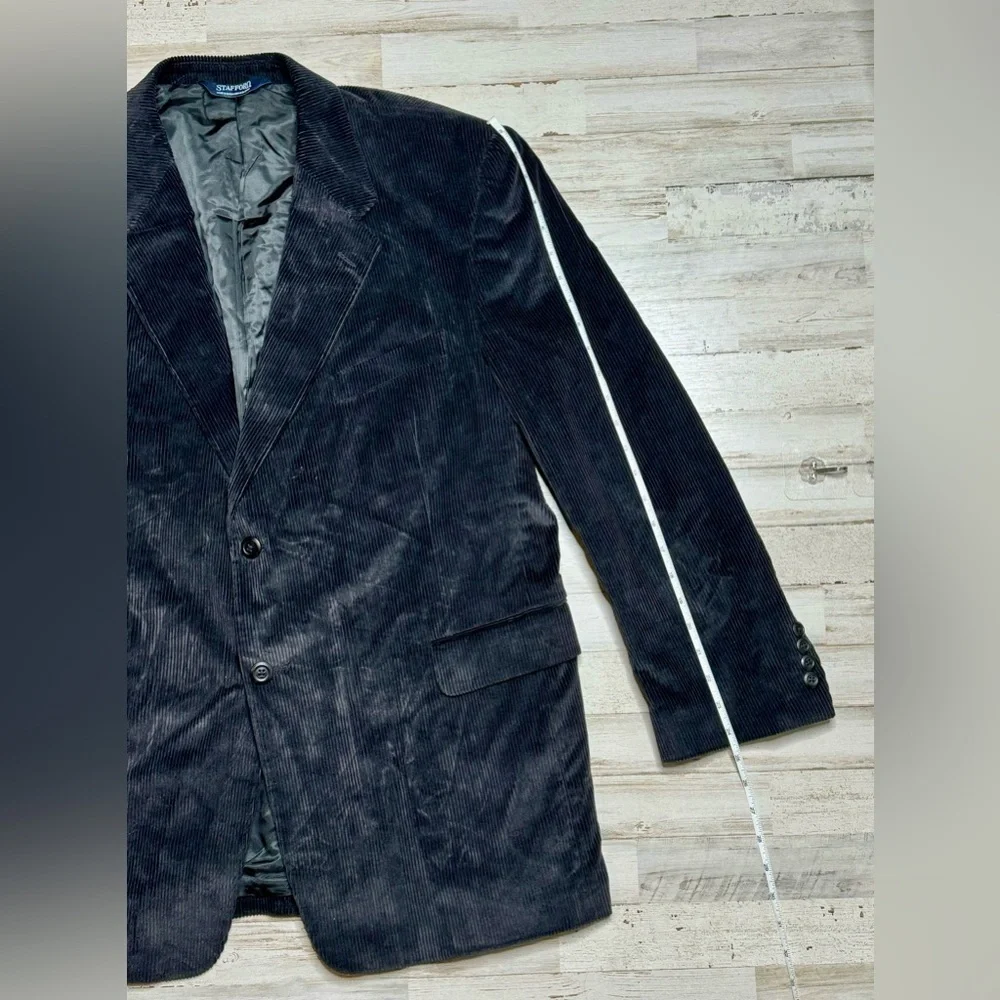 Stafford Blazer Sport Coat Mens 46R Black Corduroy Classic Fit